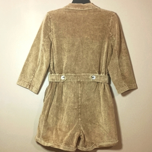 NWOT POL Tan Corduroy 1/2 Sleeves Romper - Picture 3 of 5